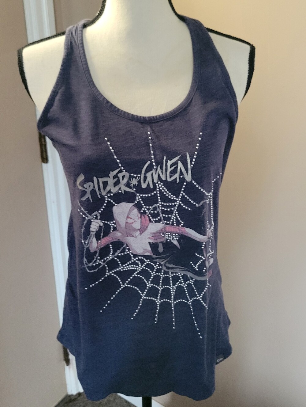 Spider-Gwen Graphic Navy Blue Racerback Tank Top